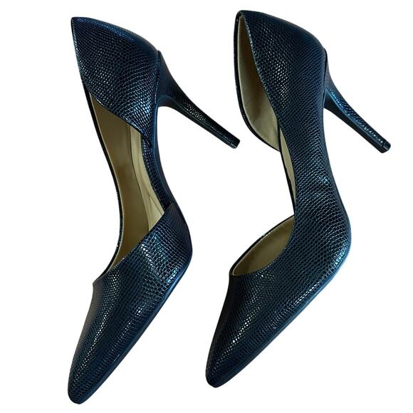 Jessica Simpson Black Textured Faux Snake D’Orsay Pumps Heels Size 8M / EU 39 - Picture 4 of 10
